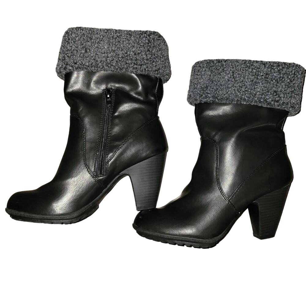 Mootsies Tootsies faux fur boots booties black size 8M
